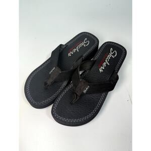 Skechers Yoga Foam Women's 9.5 Flip Flops Black Wedge Heeled Slip On Sandals